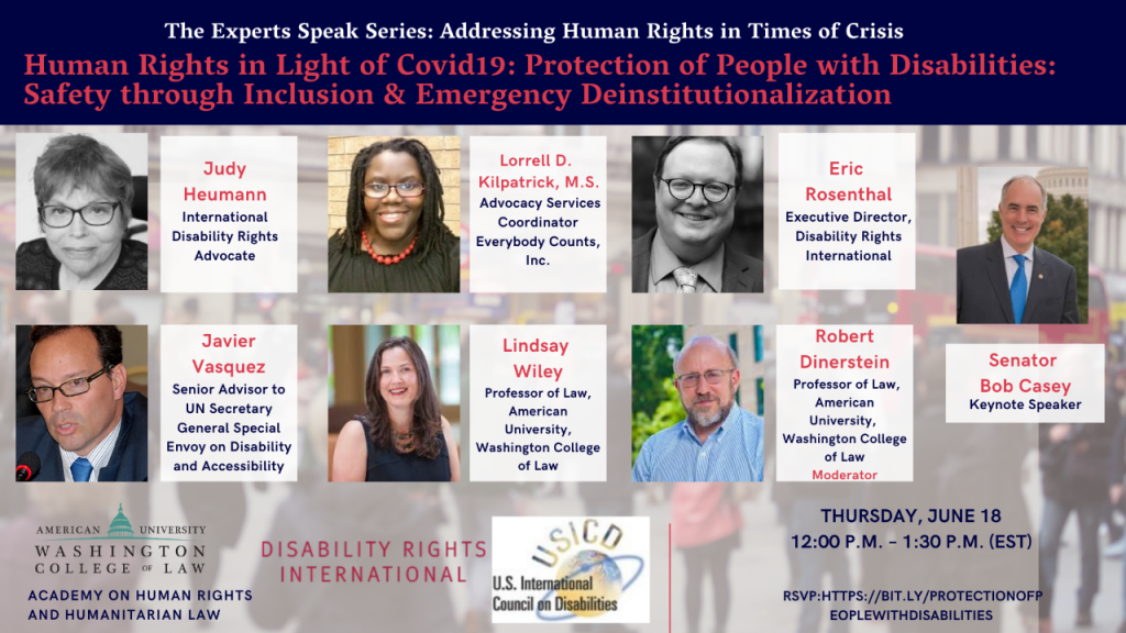 Human Rights in Light of COVID19: Protection of People with Disabilities: Safety through Inclusion & Emergency Deinstitutionalization Event Flyter