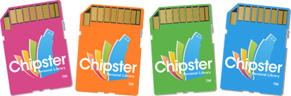 An image of different colored SD computer cards with the Chipster name and logo on the front.